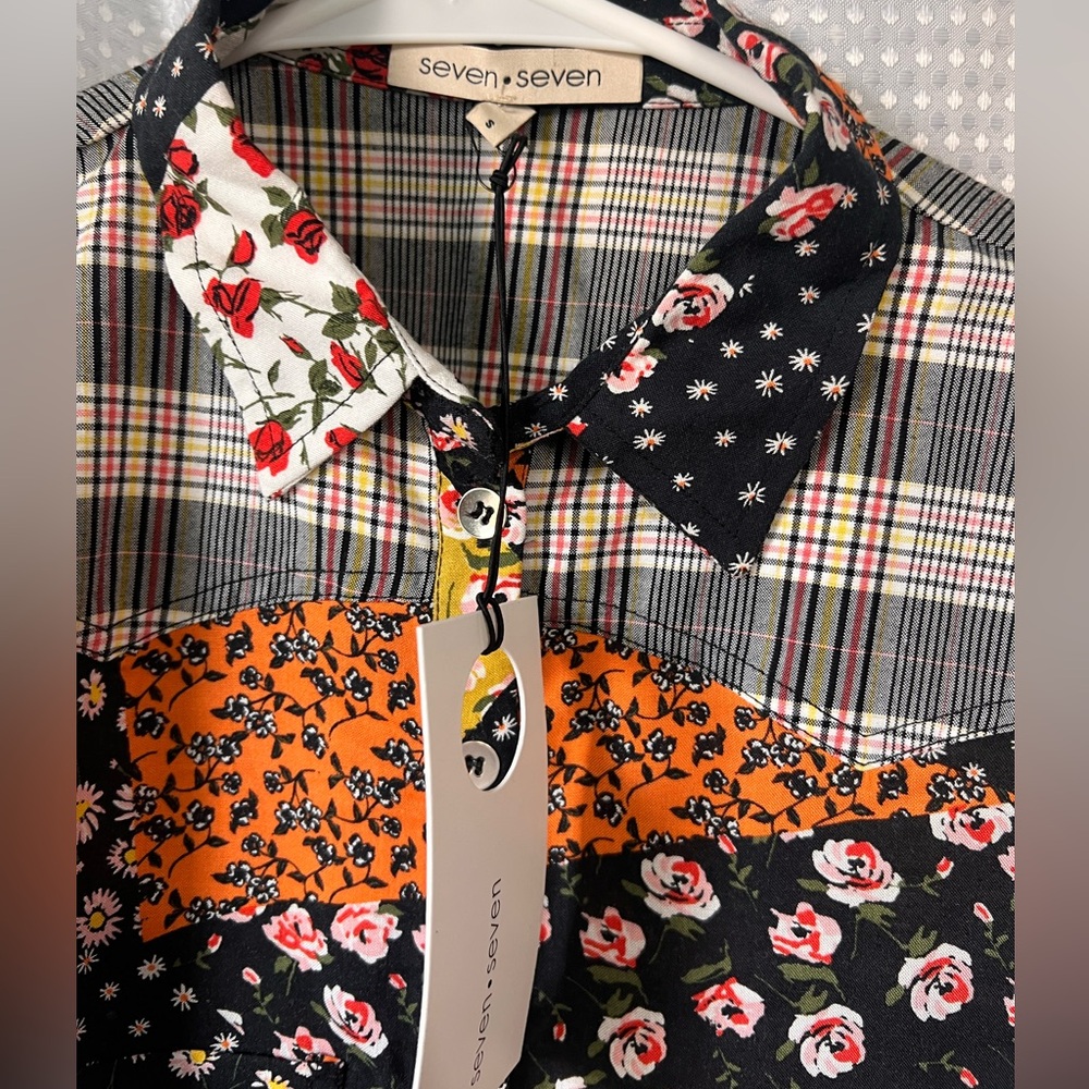 Patchwork Print Western Boho Collared Rodeo Dress Women’s Small NWT - Picture 2 of 4